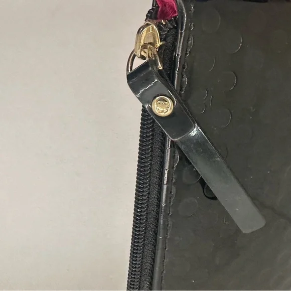 Kate Spade Black Polka Dot Patent Leather Wristlet Clutch | Y2K Chic - Picture 5 of 7